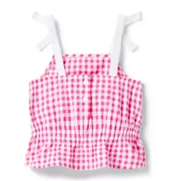 Gingham Peplum Top