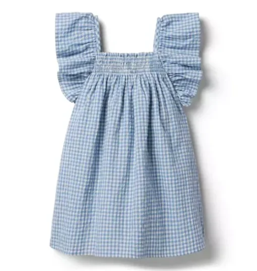 Gingham Ruffle Sleeve Dress