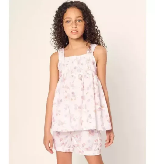Girl's Twill Charlotte Short Pajama Set in Seashell Splendor