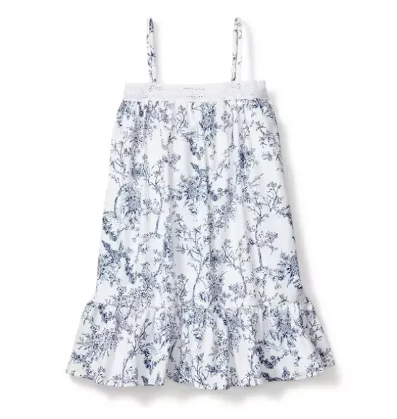 Girl's Twill Lily Nightgown in Blue Timeless Toile