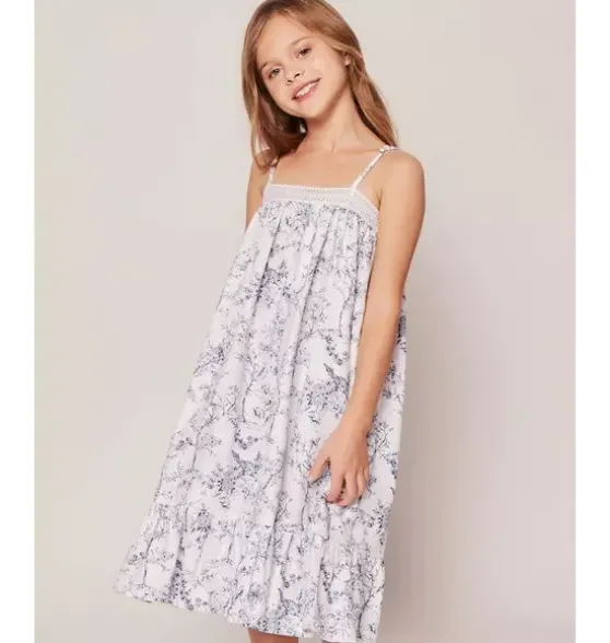 Girl's Twill Lily Nightgown in Blue Timeless Toile
