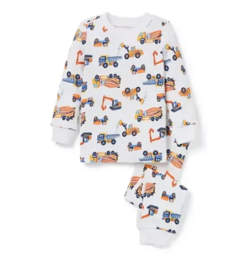 Good Night Pajama In Construction Trucks