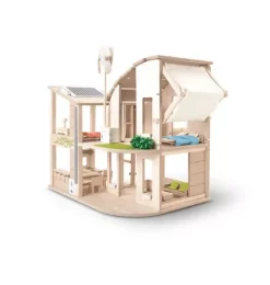 Green Dollhouse With Furniture