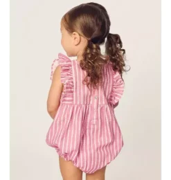 Infants Ruffled Romper in Love Lines