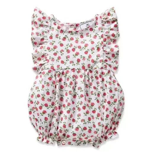 Infants Ruffled Romper in Petite Petals