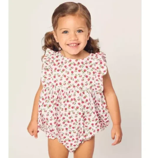 Infants Ruffled Romper in Petite Petals