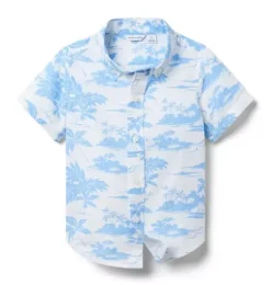 Island Toile Linen-Cotton Shirt