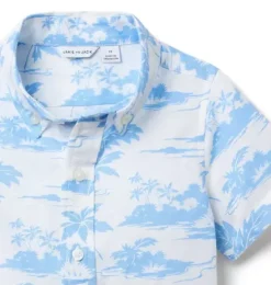 Island Toile Linen-Cotton Shirt