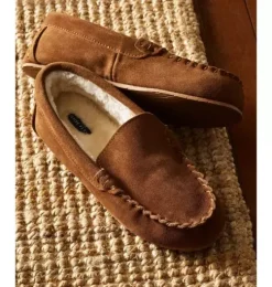 Kids Suede Slippers in Tan