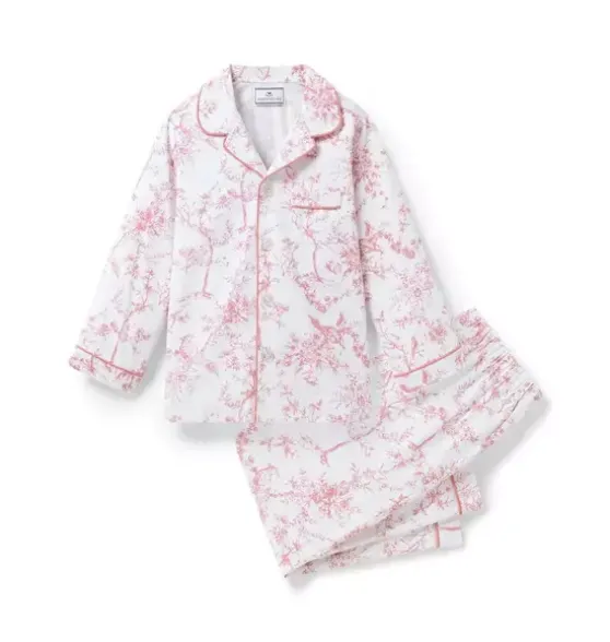Kid's Twill Pajama Set in Pink Timeless Toile