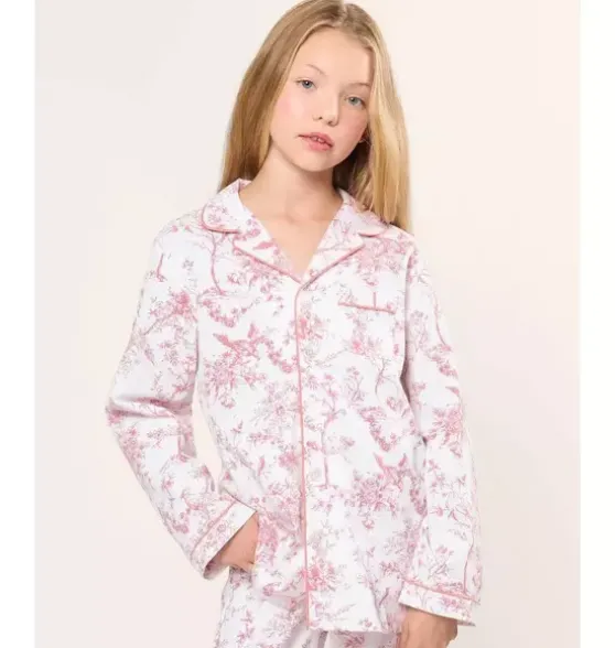 Kid's Twill Pajama Set in Pink Timeless Toile