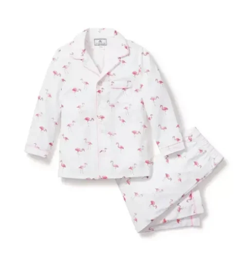 Kid's Twill Pajama Set in Flamingos