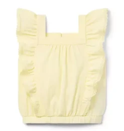 Lace Trim Flutter Sleeve Top