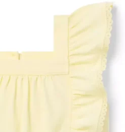 Lace Trim Flutter Sleeve Top