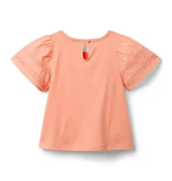 Lace Trim Puff Sleeve Top