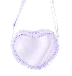 Lavender Seersucker Heart Purse