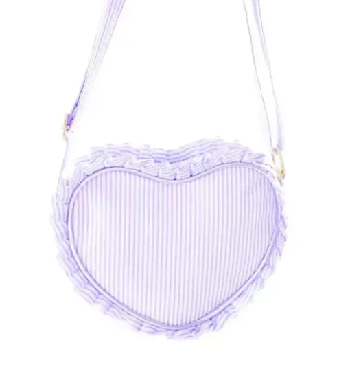 Lavender Seersucker Heart Purse