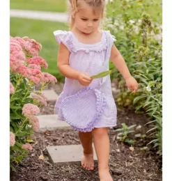 Lavender Seersucker Heart Purse