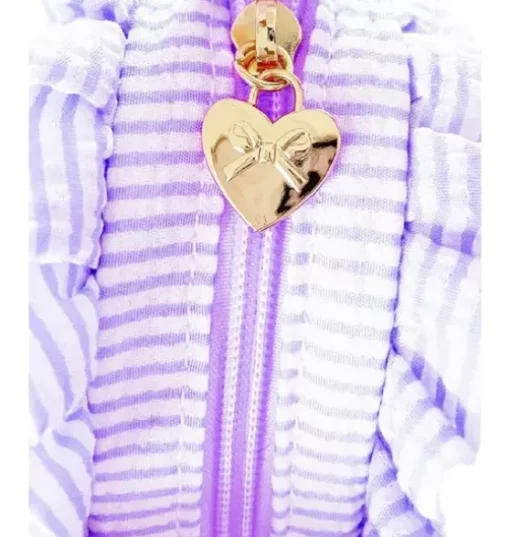 Lavender Seersucker Heart Purse