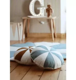 “Blue Circus” Round Patchwork Pillow