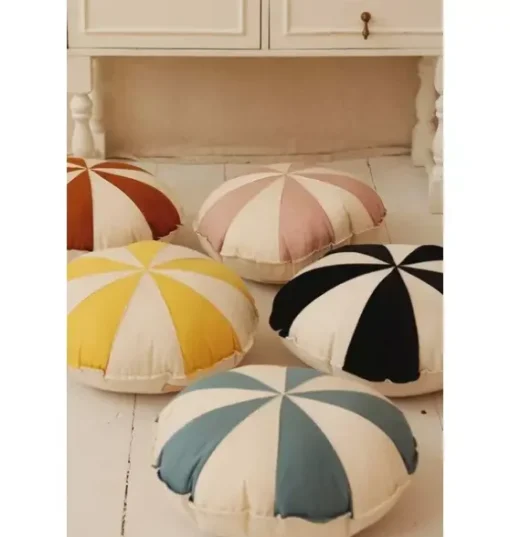 “Blue Circus” Round Patchwork Pillow