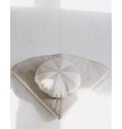 &ldquo;Cream Circus&rdquo; Round Patchwork Pillow