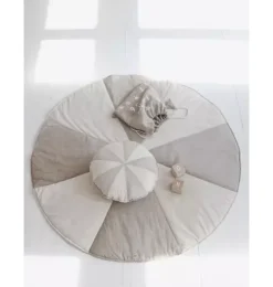 &ldquo;Cream Circus&rdquo; Round Patchwork Pillow