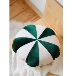 &ldquo;Green Circus&rdquo; Round Patchwork Pillow