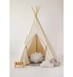 &ldquo;Grey Pompoms&rdquo; Teepee Tent with Pompoms