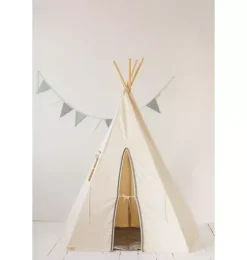 “Grey Pompoms” Teepee Tent with Pompoms