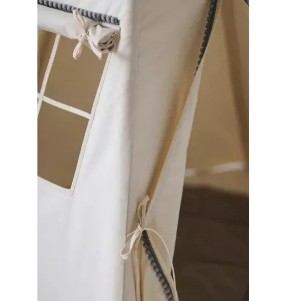 “Grey Pompoms” Teepee Tent with Pompoms