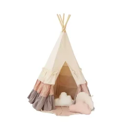 “Powder Frills” Teepee Tent with Frills and "Powder Pink" Shell Mat Set