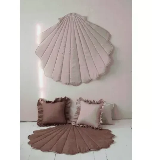 “Powder Frills” Teepee Tent with Frills and "Powder Pink" Shell Mat Set