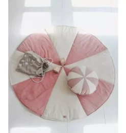 “Powder Pink Circus” Round Patchwork Pillow