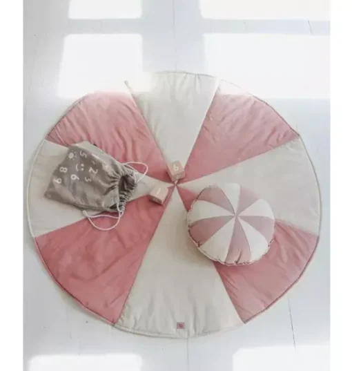 “Powder Pink Circus” Round Patchwork Pillow