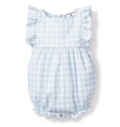Light Blue Gingham Ruffled Romper