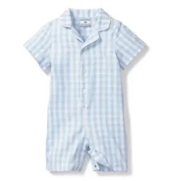 Light Blue Gingham Summer Romper