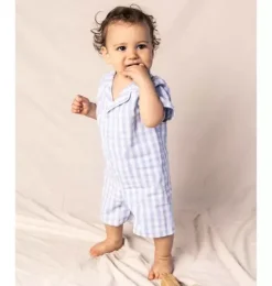 Light Blue Gingham Summer Romper