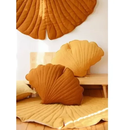 Linen “Caramel” Ginkgo Leaf Pillow