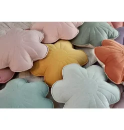Linen "Powder Rose" Flower Pillow