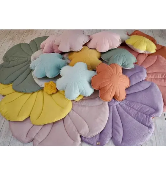 Linen "Powder Rose" Flower Pillow