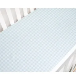 Picnic Gingham Crib Sheet - Blue