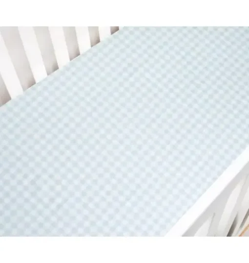 Picnic Gingham Crib Sheet - Blue