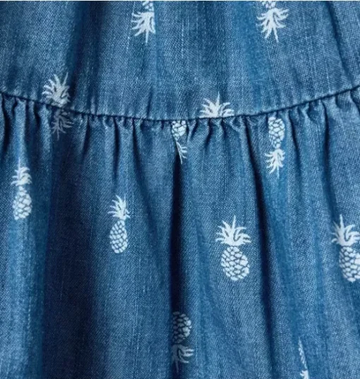 Pineapple Chambray Smocked Dress