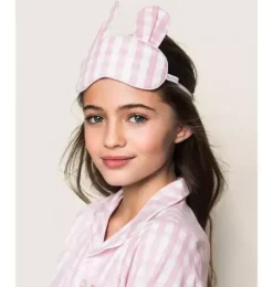 Pink Gingham Bunny Eye Mask