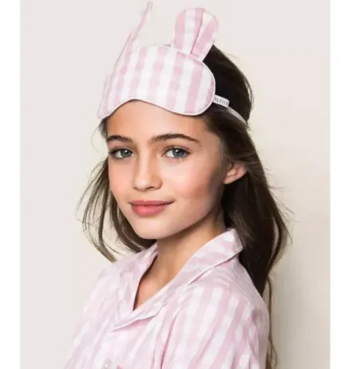 Pink Gingham Bunny Eye Mask