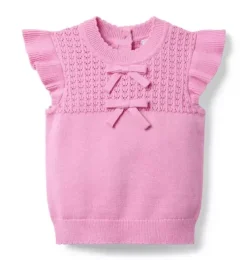 Pointelle Bow Sweater Top