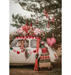"Red Checkered" Heart Pillow with Frill