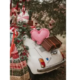 "Red Checkered" Heart Pillow with Frill