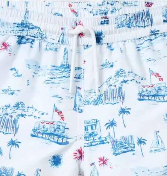 Recycled Americana Toile Swim Trunk